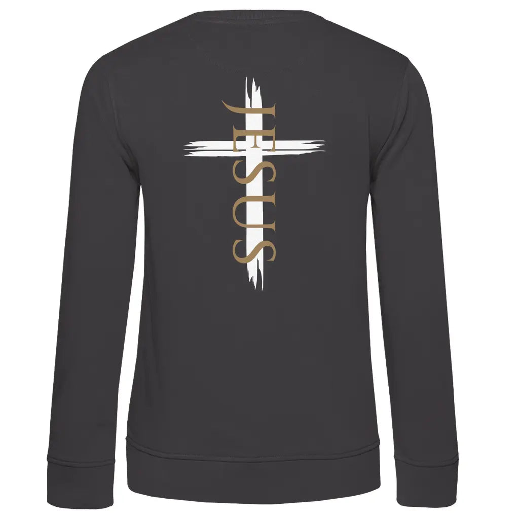 Damen Premium Bio Sweatshirt "Jesus Kreuz" - by-grace.store