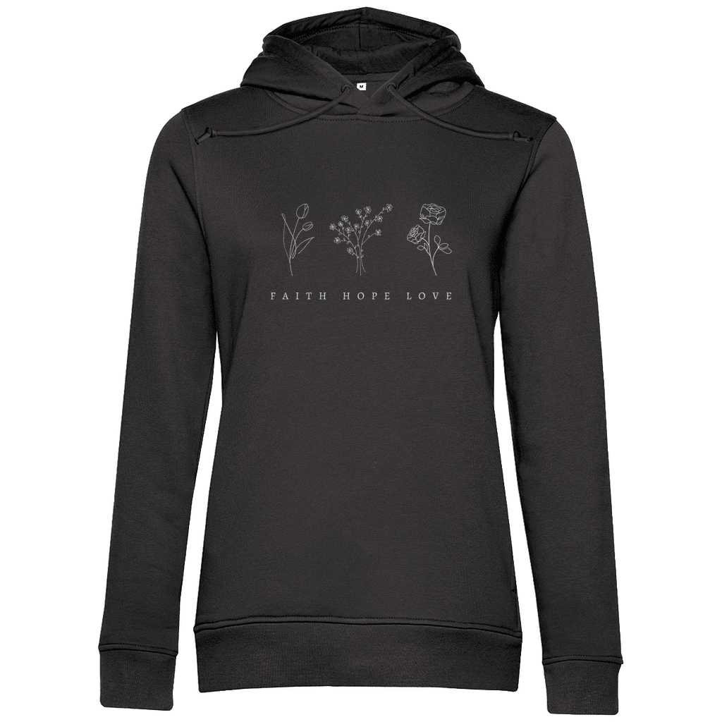 Damen Premium Bio Hoodie "Faith,Hope,Love" - by-grace.store