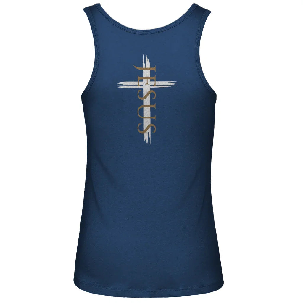 Damen Premium Organic Tank Top Jesus Kreuz (schwarz) - by-grace.store