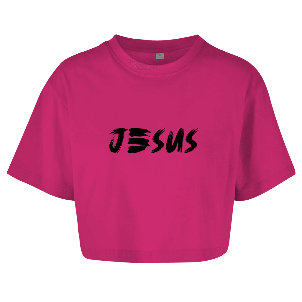 Damen Oversize Crop Top "JESUS" - by-grace.store
