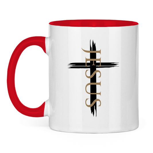 Tasse zweifarbig "Jesus Kreuz" - by-grace.store