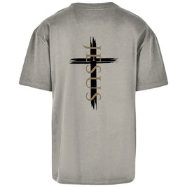 Oversize T-Shirt Jesus Kreuz (schwarz) - by-grace.store