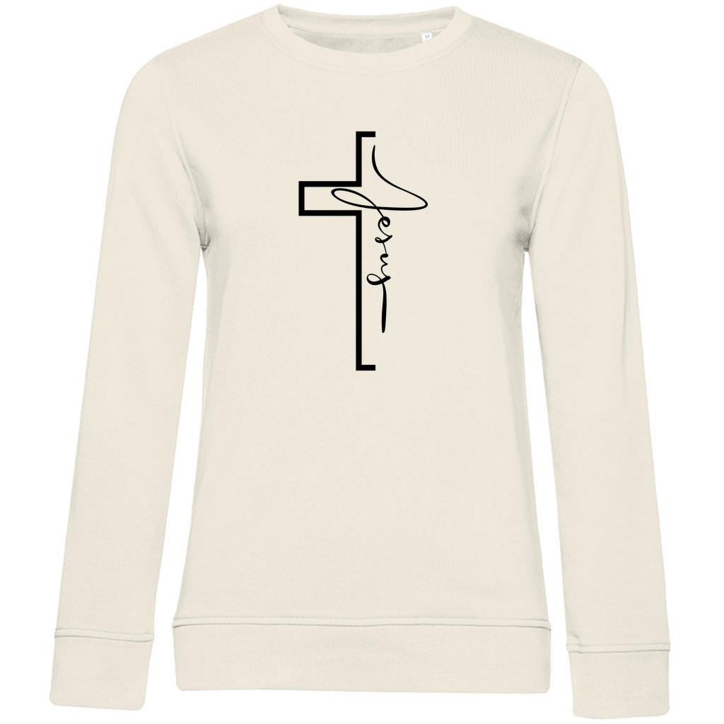 Damen Premium Bio Sweatshirt "Jesus Cross" - by-grace.store