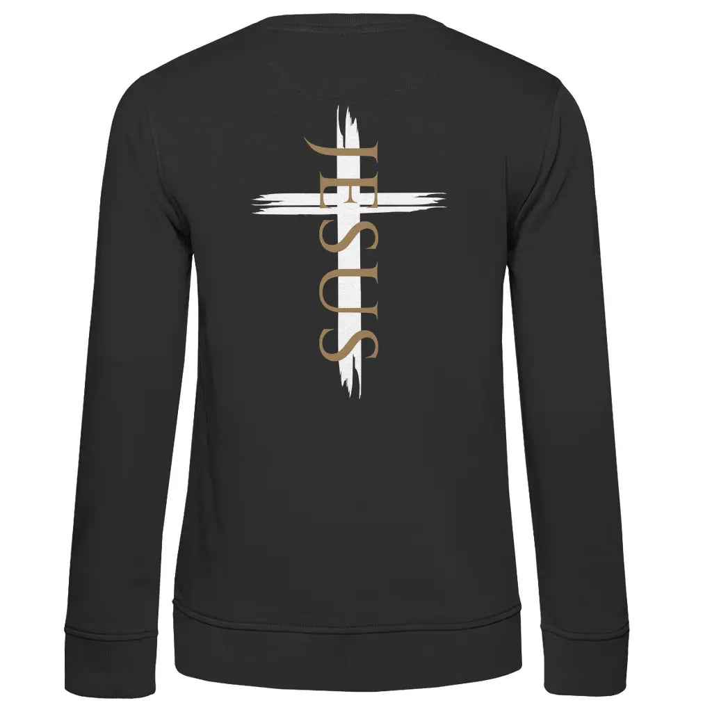 Damen Premium Bio Sweatshirt "Jesus Kreuz" - by-grace.store