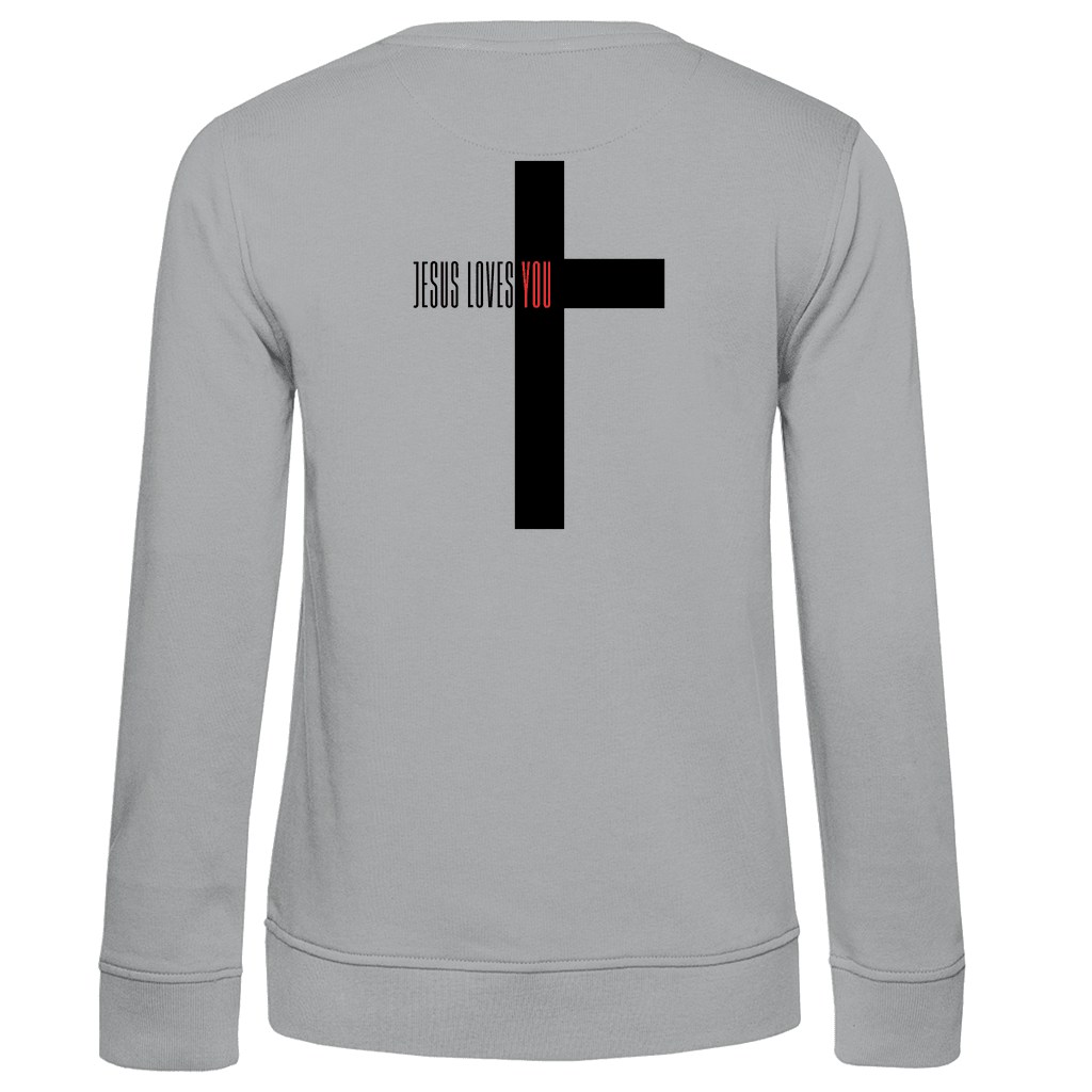 Damen Premium Bio Sweatshirt "Jesus loves you" - by-grace.store