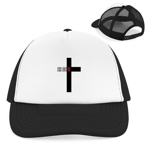 Retro Trucker Cap "Jesus loves you" - by-grace.store