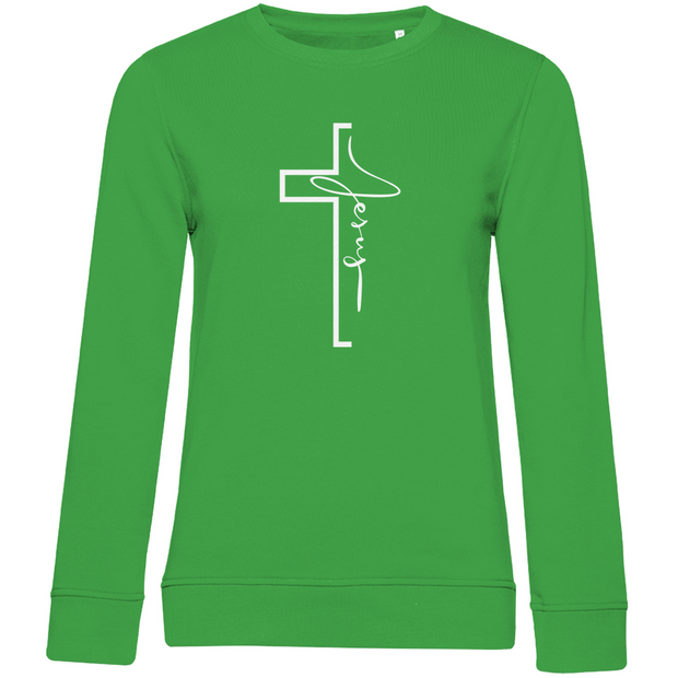 Damen Premium Bio Sweatshirt "Jesus Cross" - by-grace.store