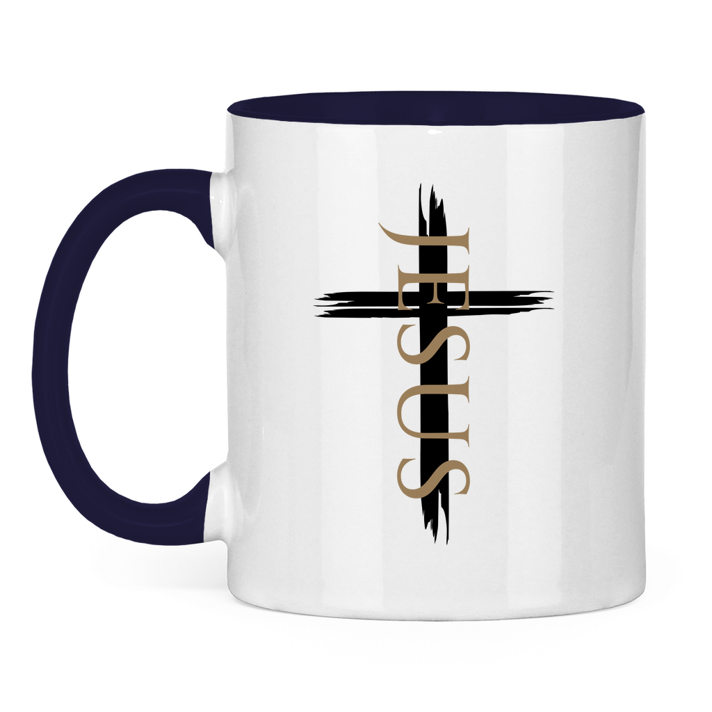 zweifarbige Keramiktasse "Jesus Kreuz" - by-grace.store
