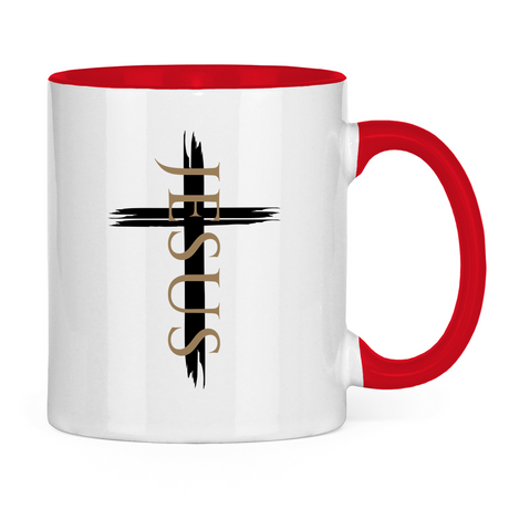 zweifarbige Keramiktasse "Jesus Kreuz" - by-grace.store