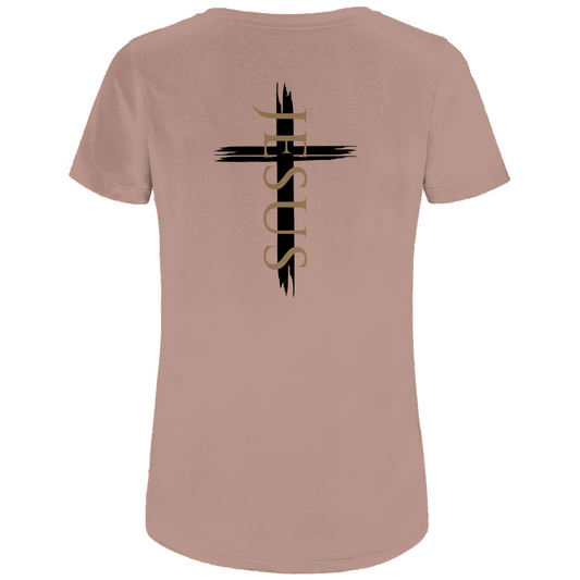 Damen Premium Bio T-Shirt "Jesus Kreuz" - by-grace.store