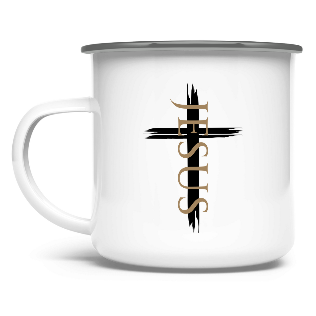 Emaille Tasse "Jesus Kreuz" - by-grace.store