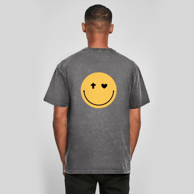 Oversize Washed T-Shirt "Smiley" - by-grace.store