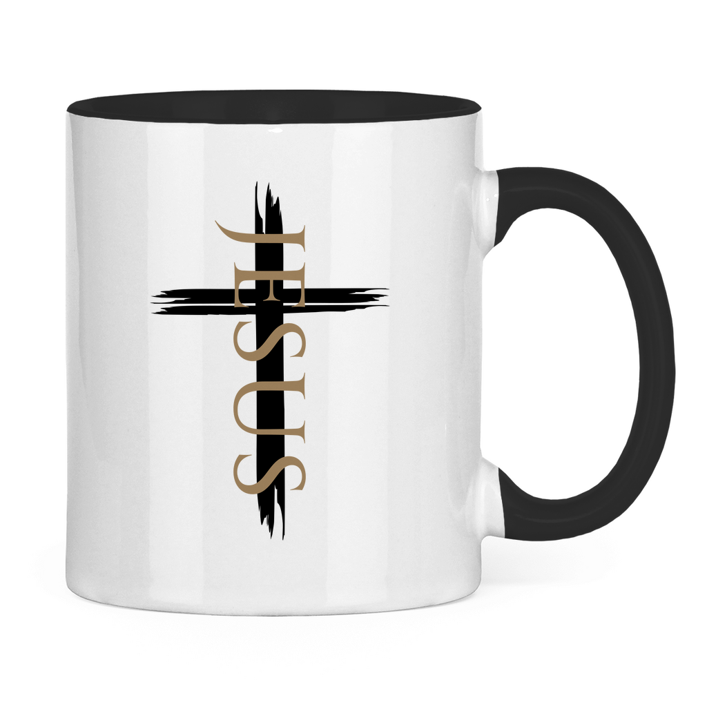 zweifarbige Keramiktasse "Jesus Kreuz" - by-grace.store