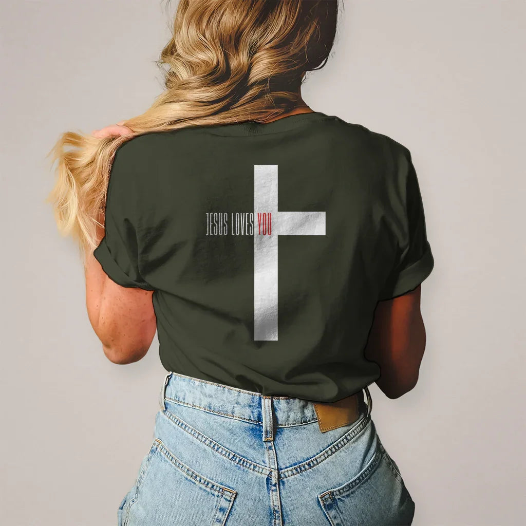 Damen T-Shirt "Jesus loves you" - by-grace.store