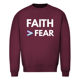 Herren Sweatshirt Faith > Fear – Christliches Sweatshirt mit Glaubensbotschaft | by-grace.store