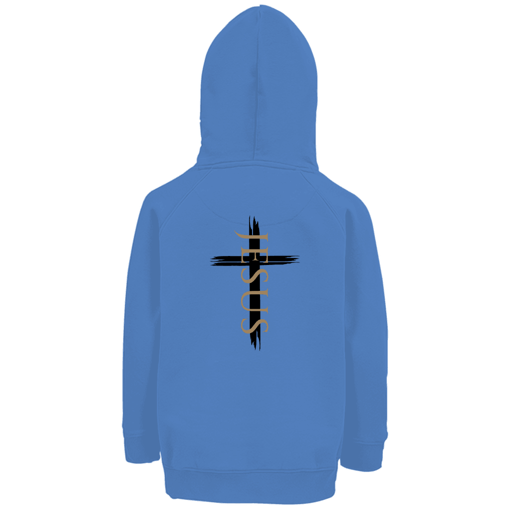 Kinder Premium Bio Hoodie Jesus Kreuz - by-grace.store