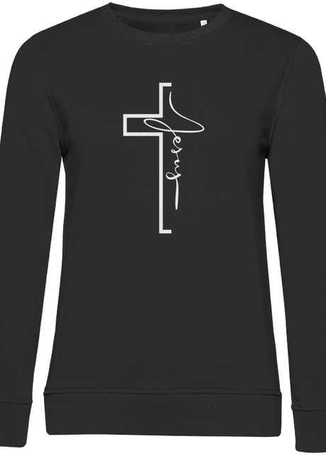 Damen Premium Bio Sweatshirt "Jesus Cross" - by-grace.store