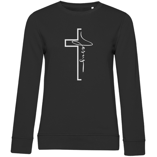 Damen Premium Bio Sweatshirt "Jesus Cross" - by-grace.store