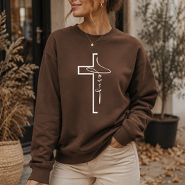 Jesus Cross Sweatshirt Damen – Christliches Bio Sweatshirt