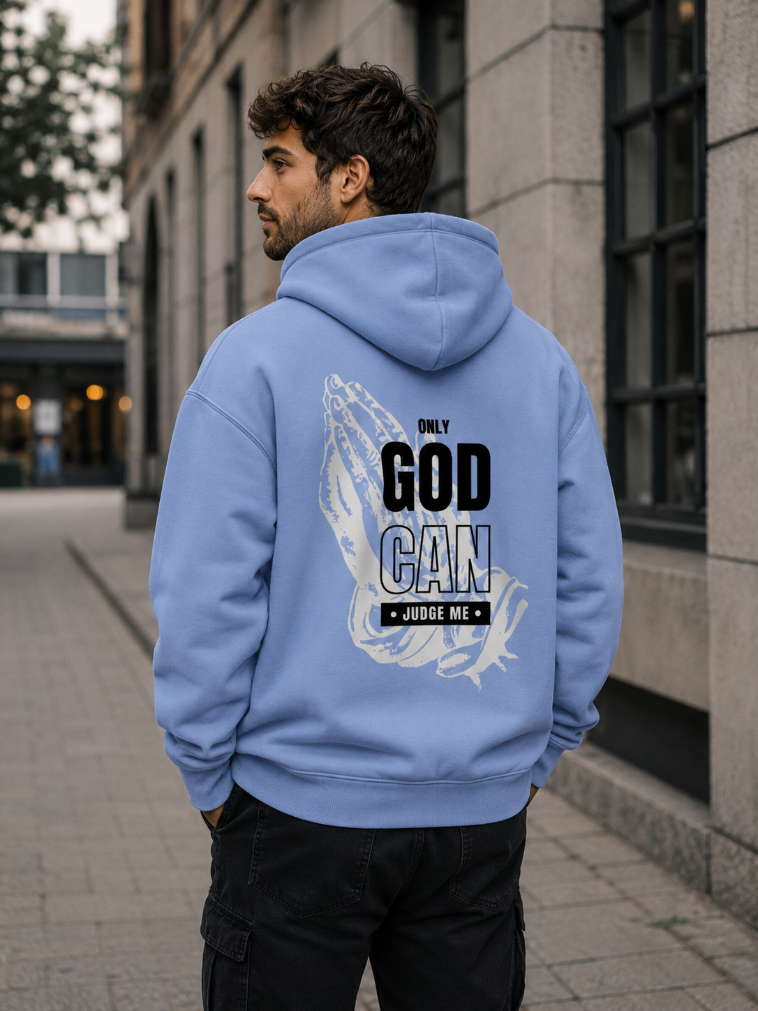 Herren Oversize Zipper Hoodie „Judge me“ – Christlicher Kapuzenpullover mit Reißverschluss | byGraceStore