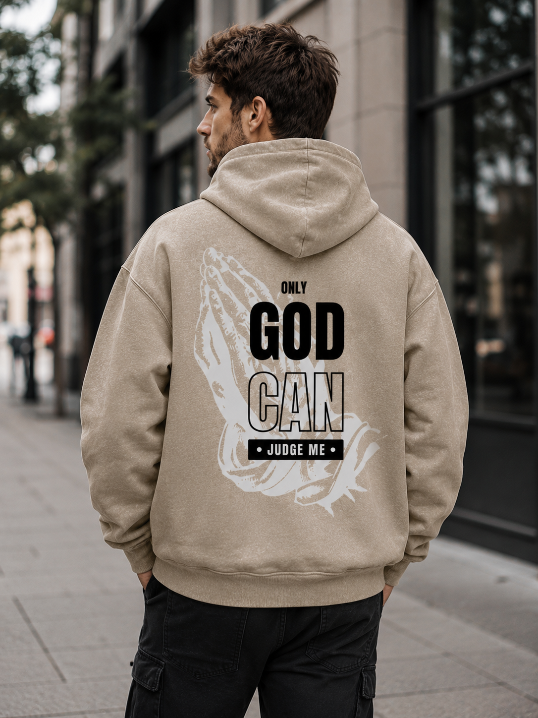 Oversize Washed Hoodie „Judge me“ – Christlicher Kapuzenpullover im Vintage-Look | byGraceStore