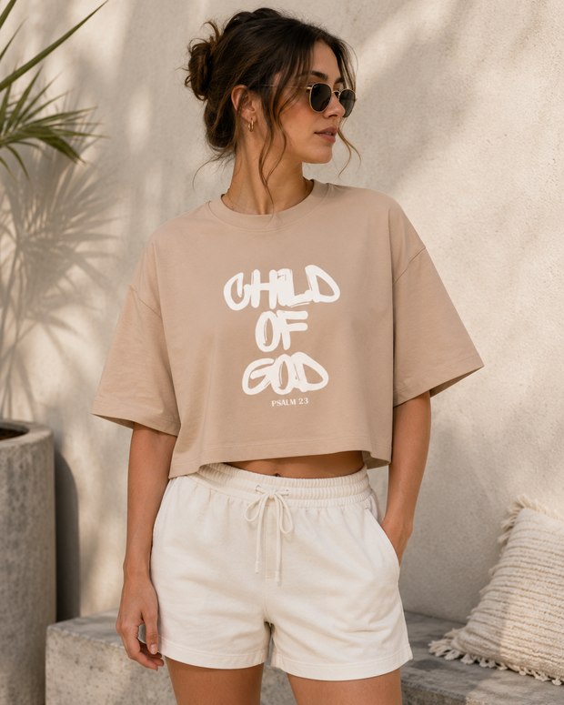 Damen Oversize Crop Top Child of God