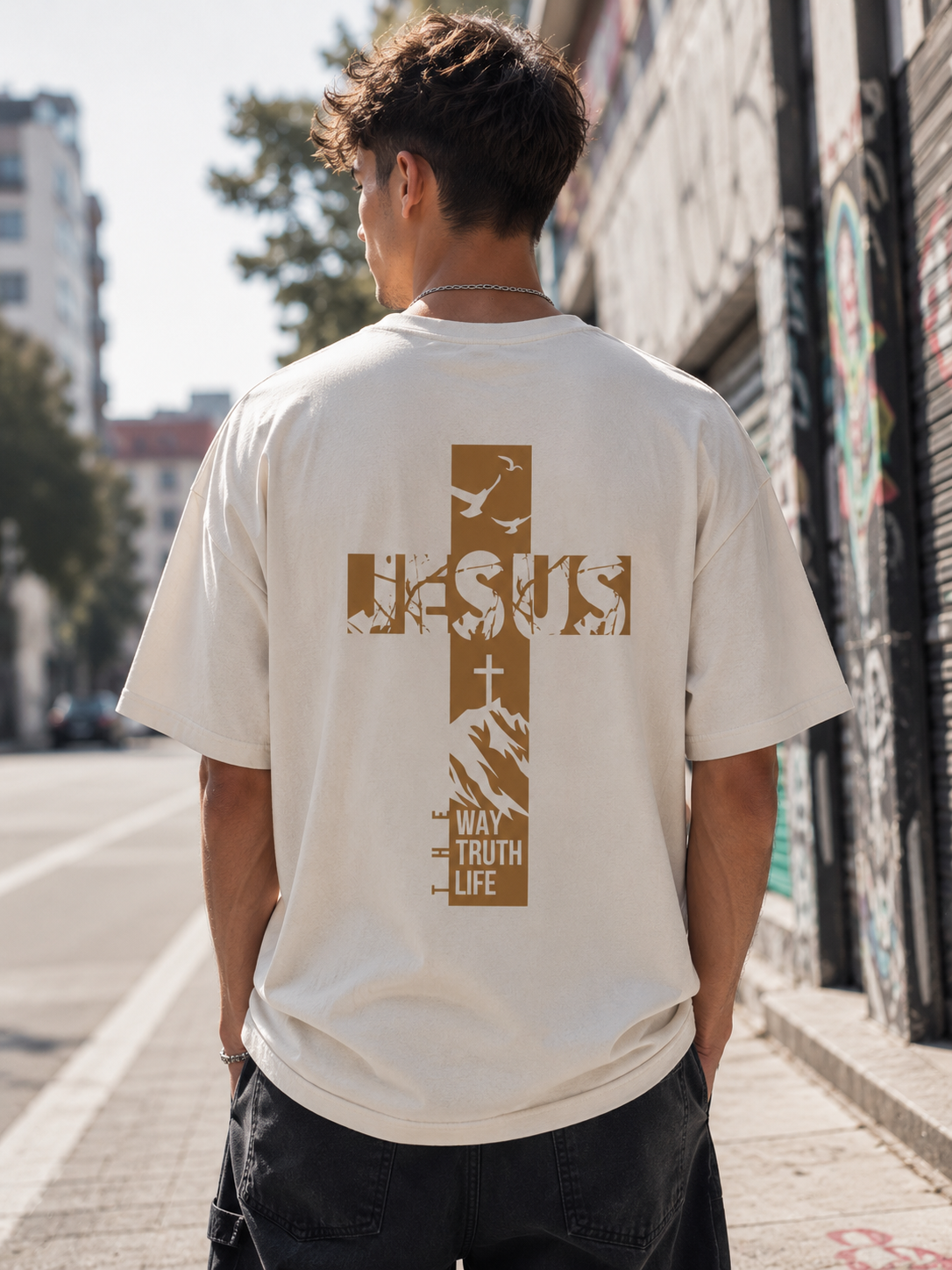 Oversize T-Shirt „Jesus – Der Weg, die Wahrheit und das Leben“ | JJ Streetwear