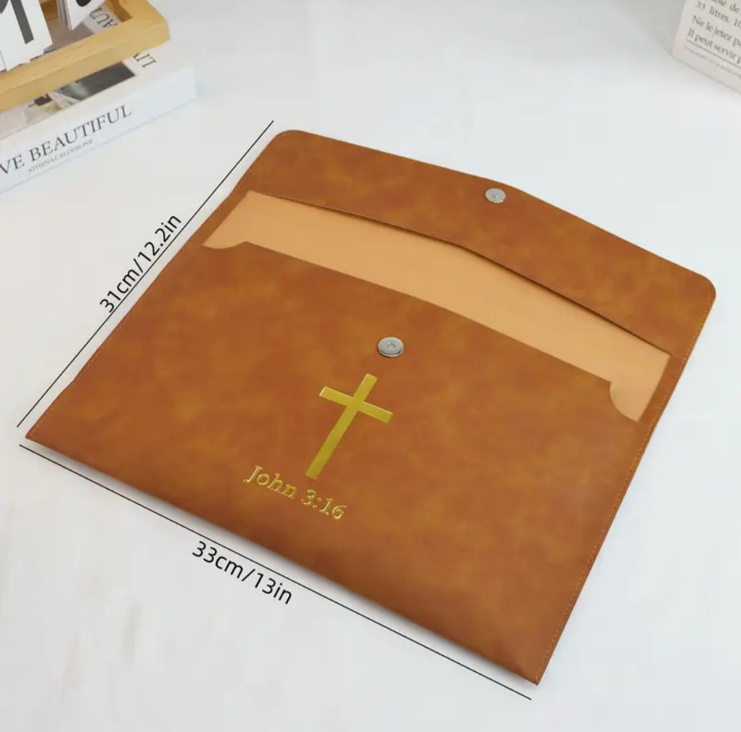 Christliche Dokumentenmappe mit Kreuz & Johannes 3,16
