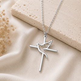 Christliche Kreuz & Taube Halskette – Edelstahl | Symbol des Heiligen Geistes