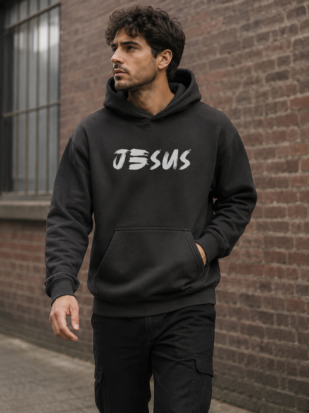 Herren Hoodie „JESUS“ | Christlicher Hoodie mit Glaubensstatement