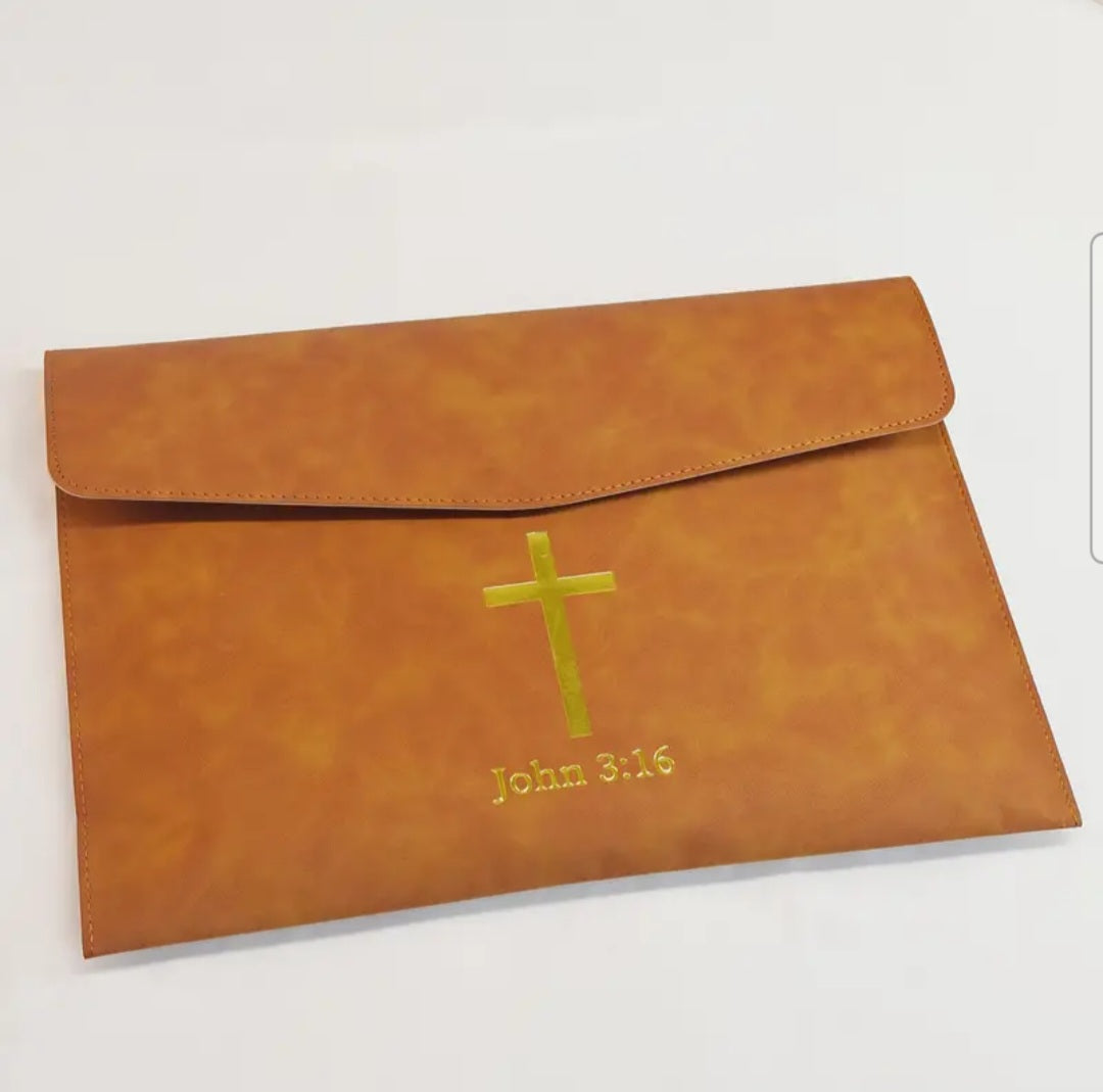 Christliche Dokumentenmappe mit Kreuz & Johannes 3,16