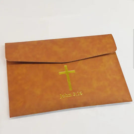Christliche Dokumentenmappe mit Kreuz & Johannes 3,16