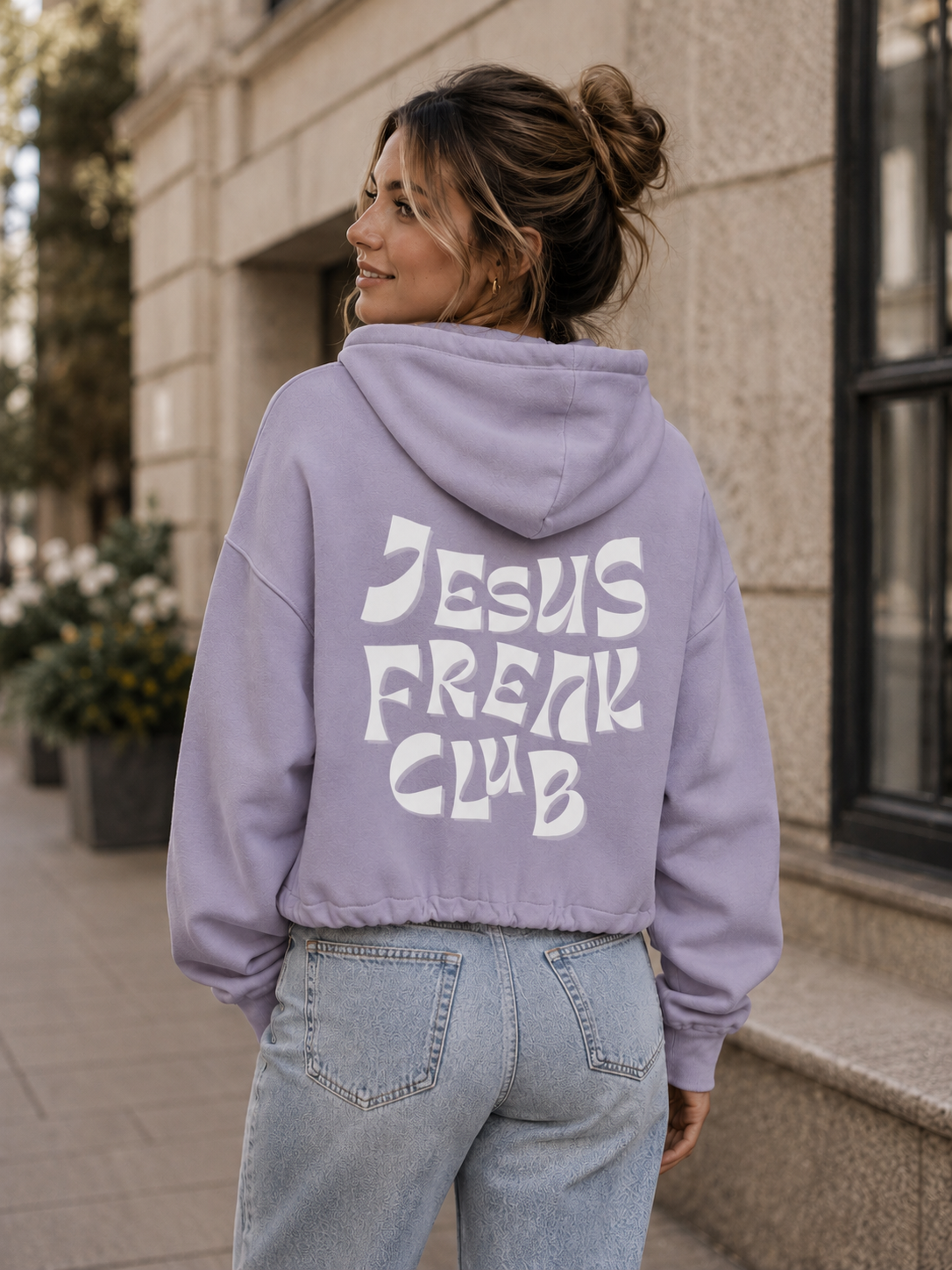 Christlicher Damen Zip Hoodie „Jesus Freak Club“ – Oversize Faith Hoodie