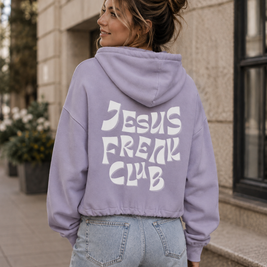 Christlicher Damen Zip Hoodie „Jesus Freak Club“ – Oversize Faith Hoodie