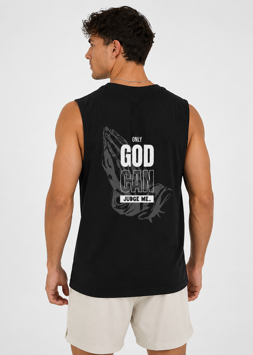 Herren Premium Bio Tank Top „Judge me“ – Christliches Sportshirt aus Bio-Baumwolle | byGraceStore