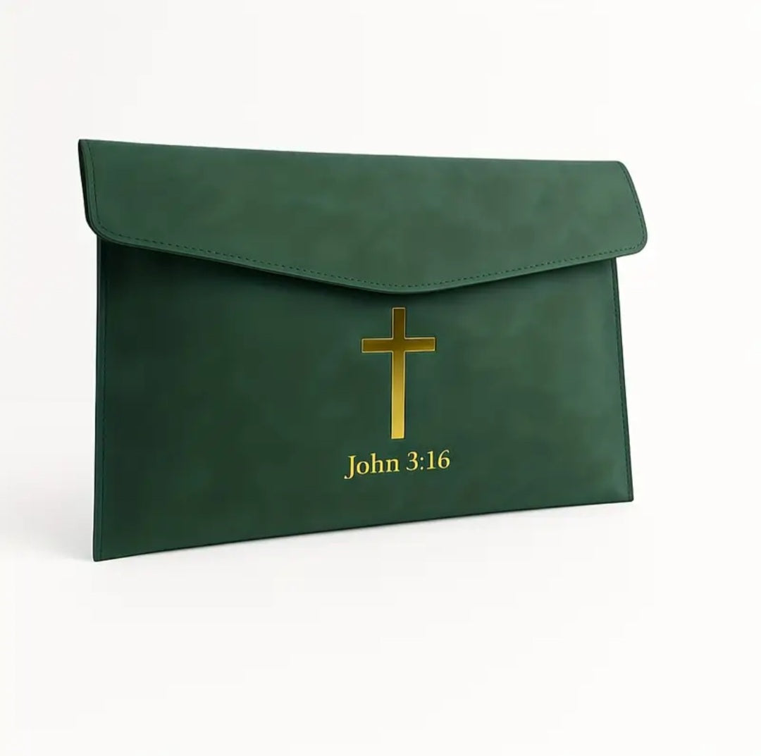 Christliche Dokumentenmappe mit Kreuz & Johannes 3,16