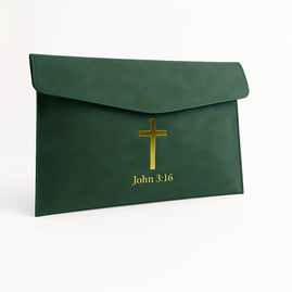 Christliche Dokumentenmappe mit Kreuz & Johannes 3,16
