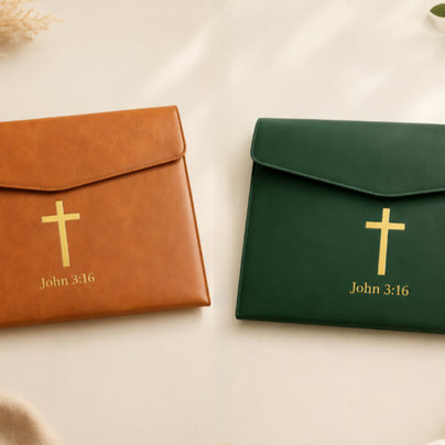 Christliche Dokumentenmappe mit Kreuz & Johannes 3,16